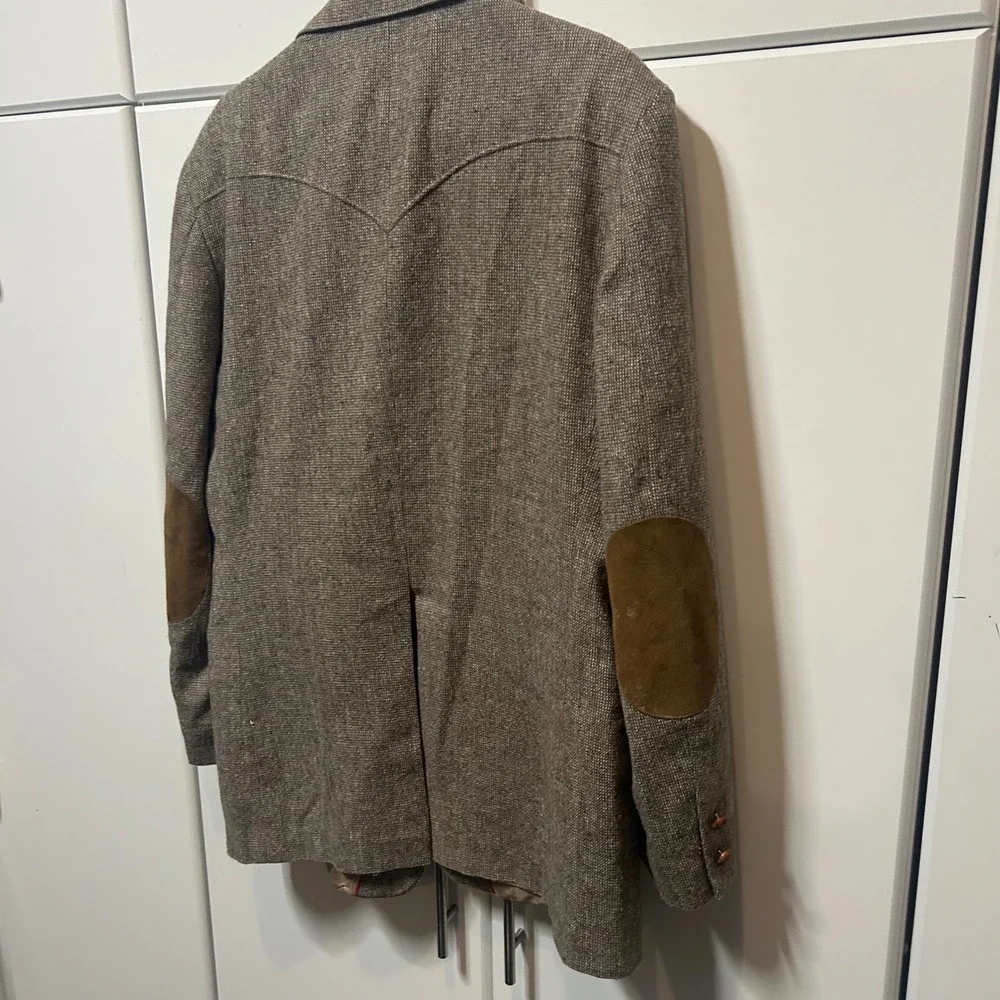 Vintage Panhandle Slim Mens 44L Brown Tweed Western Blazer Elbow Patch Made USA